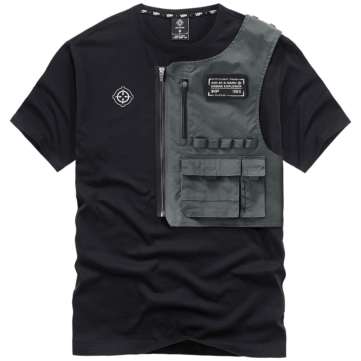 Men's Round Neck Bottoming Shirt Loose Functional Wind Workwear Top